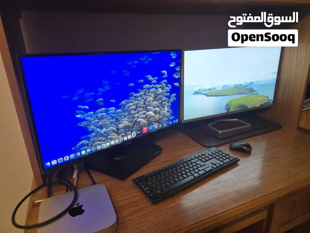 apple Mac mini m1 + Asus Tuf 4k 144hz  screen 28 +  Hp 27 inch full HD screen كلهم استعمال قليل جدا