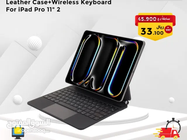 Levelo Compatible with iPad Pro 11" 2024 AeroBoard Saffiano Leather Wireless Keyboard - Multi-Gestur