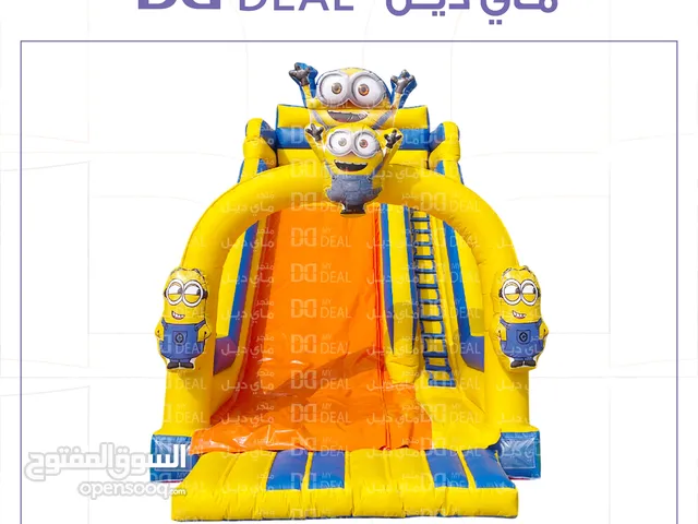 ايجار زحلاقة هوائية مع شخصية مينيونز درج وسلم ومساكات يد 8* 4.50 *7 متر