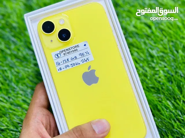 iPhone 14 -128 GB - 95% Battery , Yellow colour - Fine phone with box , warranty 18/9/24