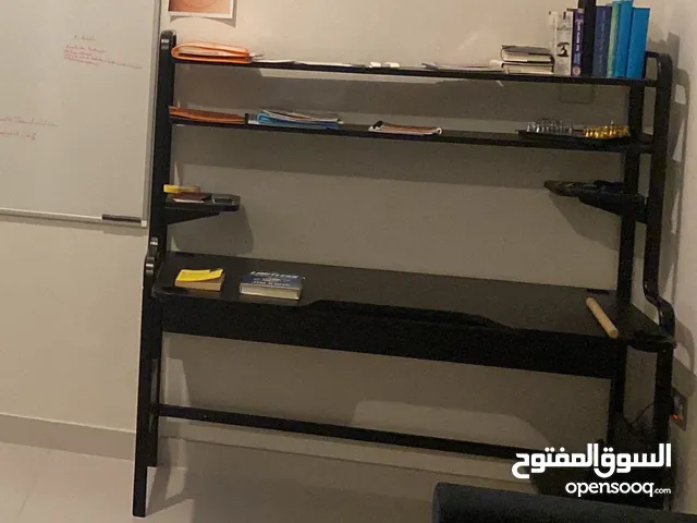 Stylish Black Study Table with Open Shelf – Great for Gaming 300 AED