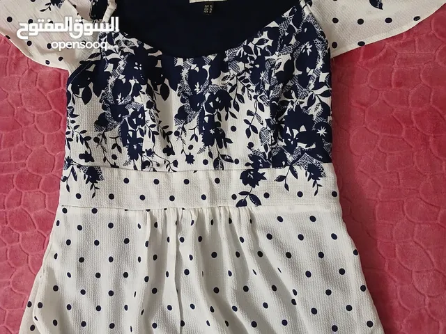 M. SOU White&dark Blue max Dress/  فستان طويل أبيض فى كحلى ام سو