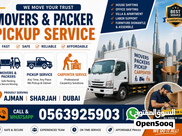 Carpenters movers Packers Pickup service shifting loading unloading