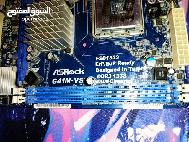 مذربورد ASRock G41M - Vs3 ومعالج Intel core 2 Due E8500 ويه فان تبريد انتل(تفاصيل بالوصف)