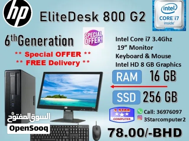 HP Core i7 Computer Set 16GB RAM 19" Monitor 8GB Graphic OS 11 Pro/ MS Office Ready