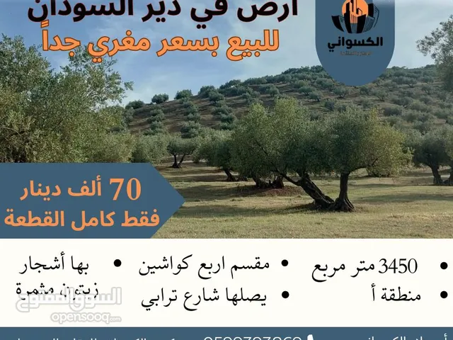 ارض مساحة 3450 متر مربع في دير السودان بسعر مغري