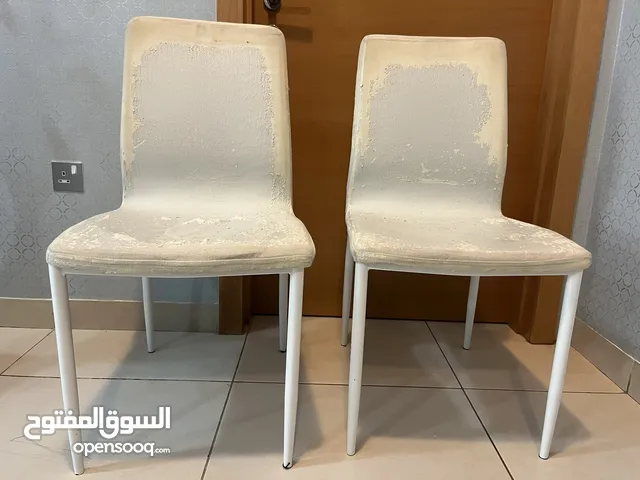 2 chairs white color metal frame