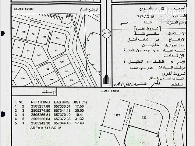 ارض سكنية في ممخطط مصرون 1 ولاية إبراء مساحتها 717 متر للبيع ب 3800 ريال فقط للجادين