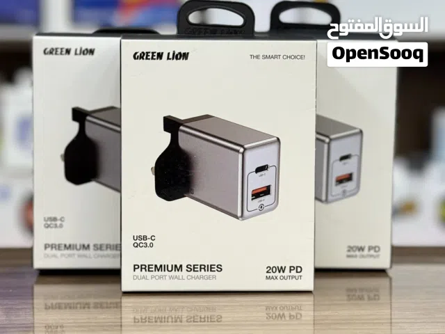 Green Lion Premium Series 20W PD &  شاحن جدراي 20 واط ضمان سنة QC3.0 Dual Port Wall Charger