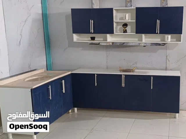 كاونتر خشب mdf قياس مترين ارضي وملحق مع سنگ قياس متر وعشرين