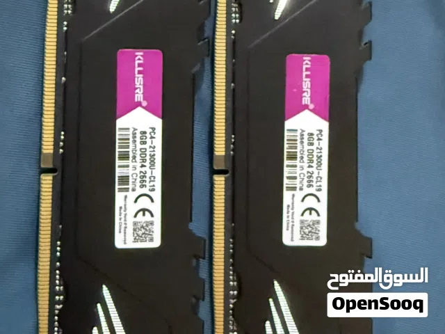 السلام عليكم رامات للبيع 8 كيكه قطعتين يعني 16 سرعه 2666 رايد زوج ب 50 ddr4