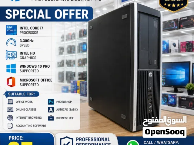 HP Core i7 Desktop Computer – 3.30 GHz, Windows 10 Pro, Office - Call / WhatsApp