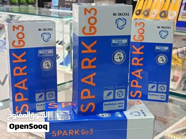 جهاز جديد Spark Go 3 رام 8 جيجا 64 و 128 مكفول سنة متوفر توصيل وهدايا