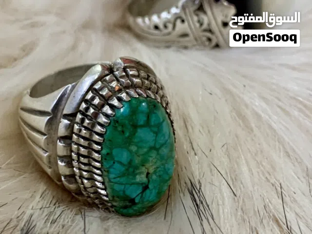 خواتم إيراني يدوي فيروز وع عقيق شفت العبد أصلي 100%