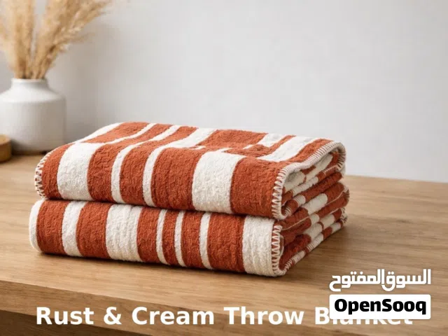 Modern Patterned Sofa Throw – Rust/Cream