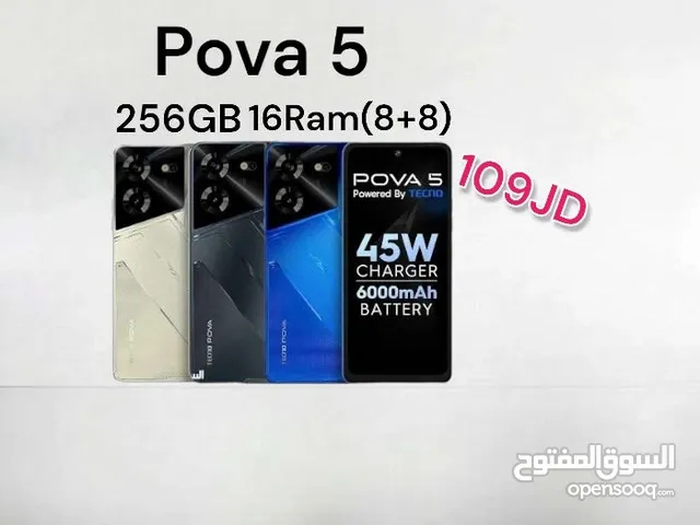 Tecno Pova 5 256G/16Ram(8+8) تكنو بوفا الجديد كفالة وكيل رسمي pova 5 تيكنو موبايل تلفون