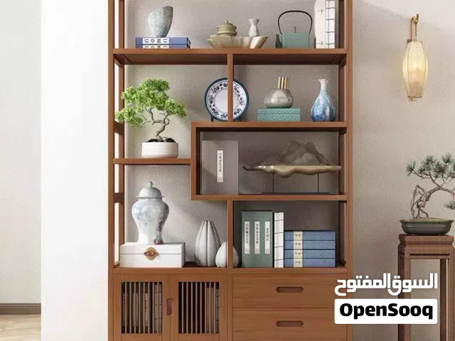 مكتبة خشب بامبو تحتوي 2 مجر 2 باب