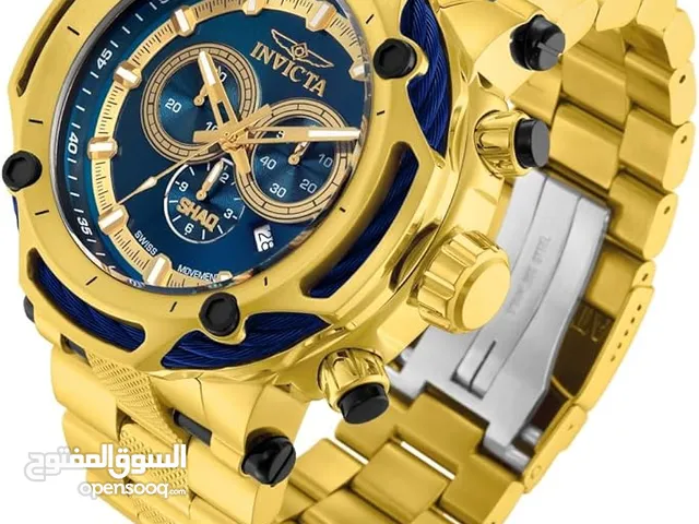 Invicta Shaq Chronograph Quartz Blue Dial Men's Watch 33660, Gold, Quartz Watch