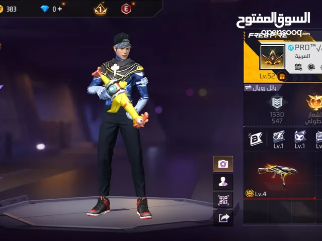 حساب فري فاير بس ب100 مشحون فيه 6بوياه باس
