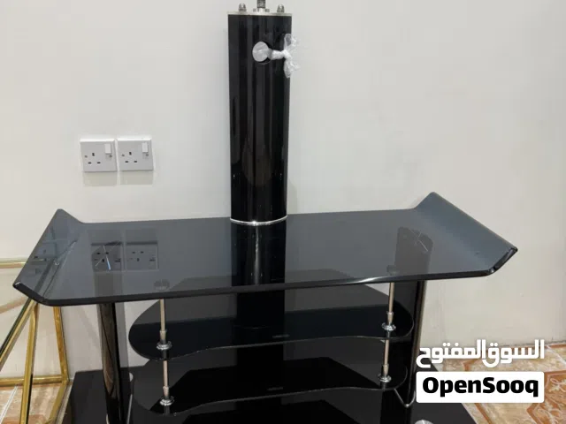 Black Glass TV Stand with TV Mount – Great Condition”