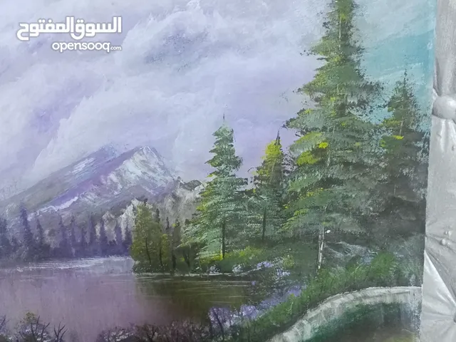 رسم طبيعة. يدوي علي كنفاس رسم علي جدران رسم بورترية