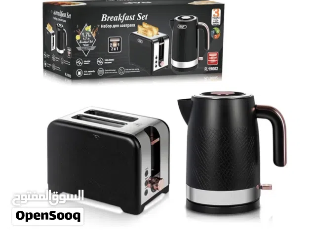 AYMNOOR 2-in-1 Breakfast Set Kettle 1.7L & 2-Slice Toaster Black