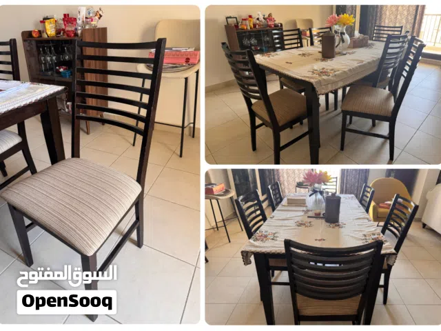 6-Seater Wooden Dining Table with Chairs