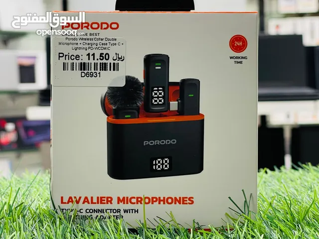 Porodo Lavalier Microphones Type-C Connector with Lightning Adapter