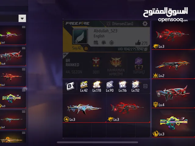 Free Fire Accounts and Characters for Sale in Gaziantep