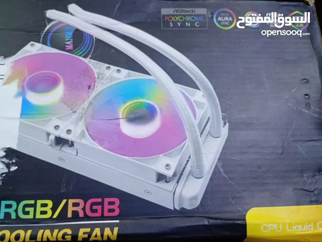 مبرد مائي لون اسود جديد غير مستخدم بعده باللوك مراوح 2 ار جي بي و شاشة ار جي بي يرهم للانتل و الرايز