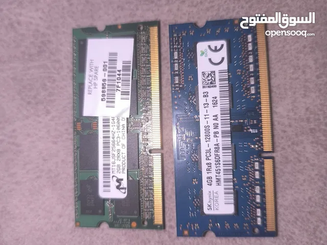 رامات dimm سته قيقا ( 2+4) + سعرها خمسه وللابتوبتات