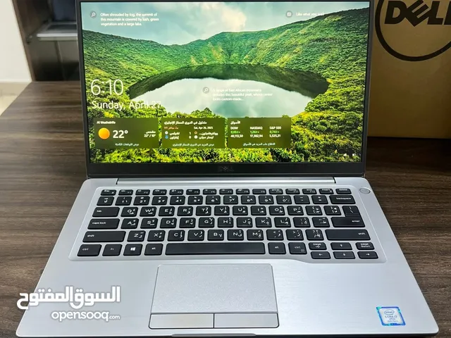 مستعمل بحالة جديد dell i7-8th معدني المنيوم لون سلفر سريع جدا للهندسة والبرمجيات وبسعر منافس رام 16