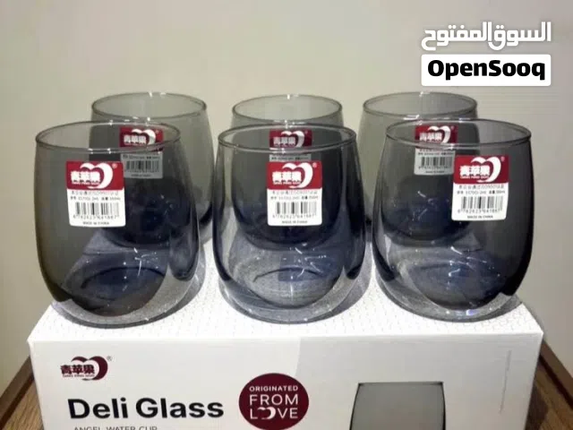 طقم كاسات فخم مودرن رمادي دخاني – 6 قطع  جديدة بالكرتونة