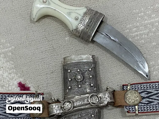 خنجر نزواني قرن فايبر فضة عيار 925 مقاس 4 من عمر 7 الى 12 سنة