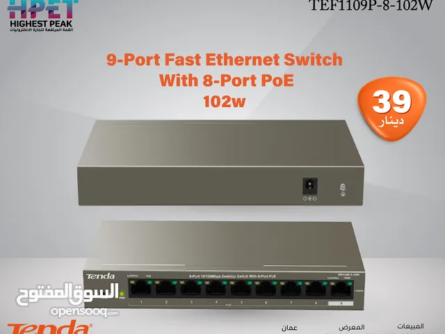 Tenda TEF1109P-8-102W – محول شبكة بـ9 منافذ (8 PoE) قدرة 102 واط
