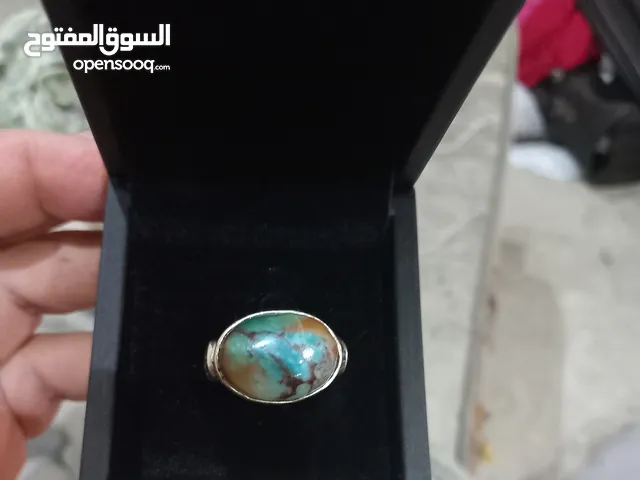 خاتم فضة بحجر فيروز طبيعى سيناوى لاقط خريطة عمان