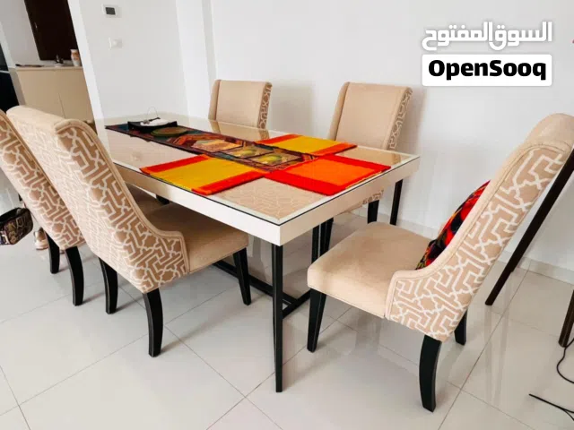 Arabic-style dining table set with 6 chairs + matching TV console, coffee table and 2 side tables
