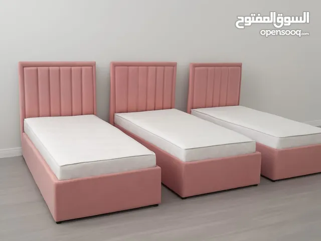 Modern single-size beds frame with headboard