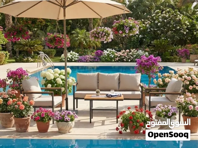 اطقم اثاث خارجي ومراجيح وعشب صناعي