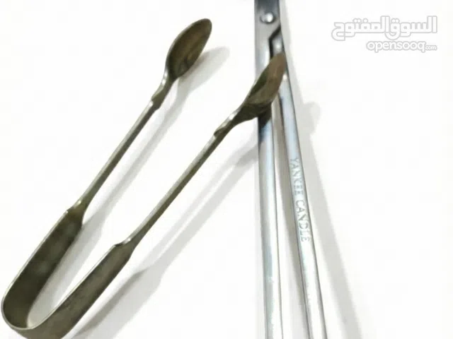 ملقط شموع اصلي مع ملقط تقديم مطلي فضة