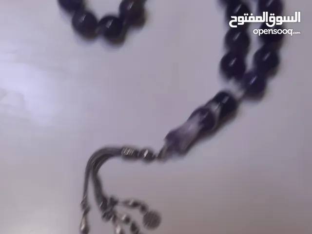 سبحة جمشت حجر طبيعي مع كركوشة فضة 925 عيار
