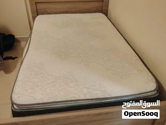 Modern single wooden bed with mattress, office, and 5 door wooden wardrobe