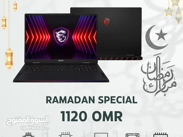 MSI Raider 18 HX A14VIG, Core i9-14900HX, 32GB RAM, 1TB SSD, RTX 4080 12GB, 18" QHD+, Only 1120 OMR!