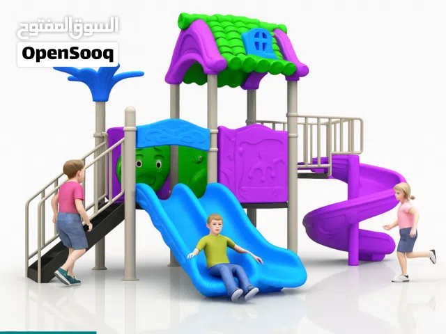 زحليقة مزدوجة مع برج ودرج ومنزلق حلزوني سم 310*255*395 يوجد خدمه التوصيل و التركيب  بسعر مميز