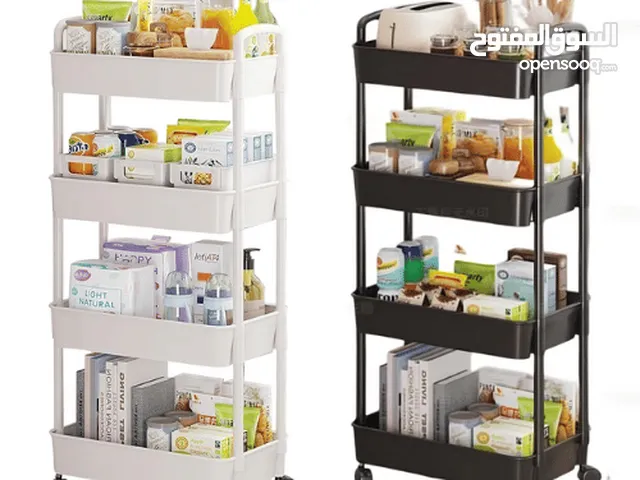 4 TIER UTILITY CART WITH HANDLE FOR OFFICE, KITCHEN, LIVING ROOM