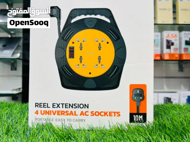 Porodo 4AC Extension Cable Reel with UK Plug (10m Wire) - Black