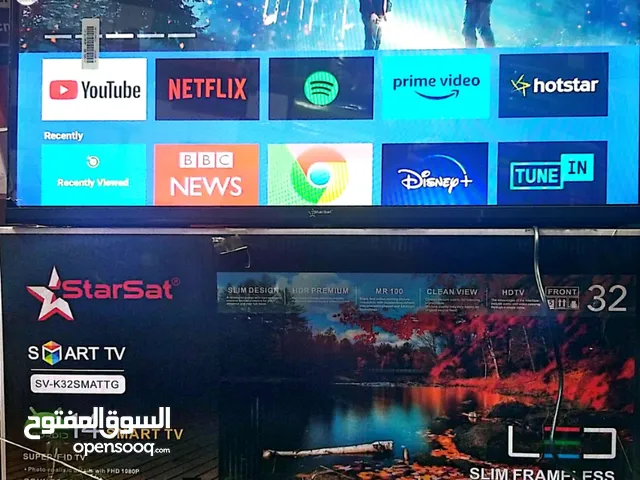 الحق عرض شاشات ستار سات 32 بوصة اسمارت اندرويد 14 اخر اصدار 2025 ماليزي وكالة بدون اطار اوحواف 4k وا
