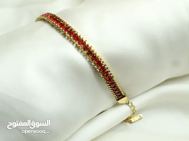 Red Stones Bracelet (Free Delivery), anti-tarnish Jewelry, Brazilian Gold, 316L Stainless Steel