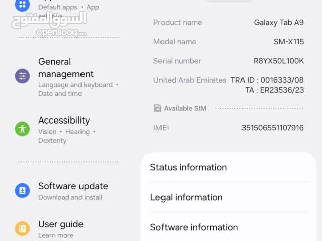 Samsung Galaxy tab A9  4gb ram 64 gb rom