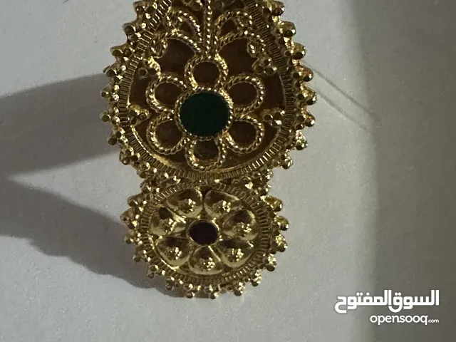خاتم فضه مطلي بذهب